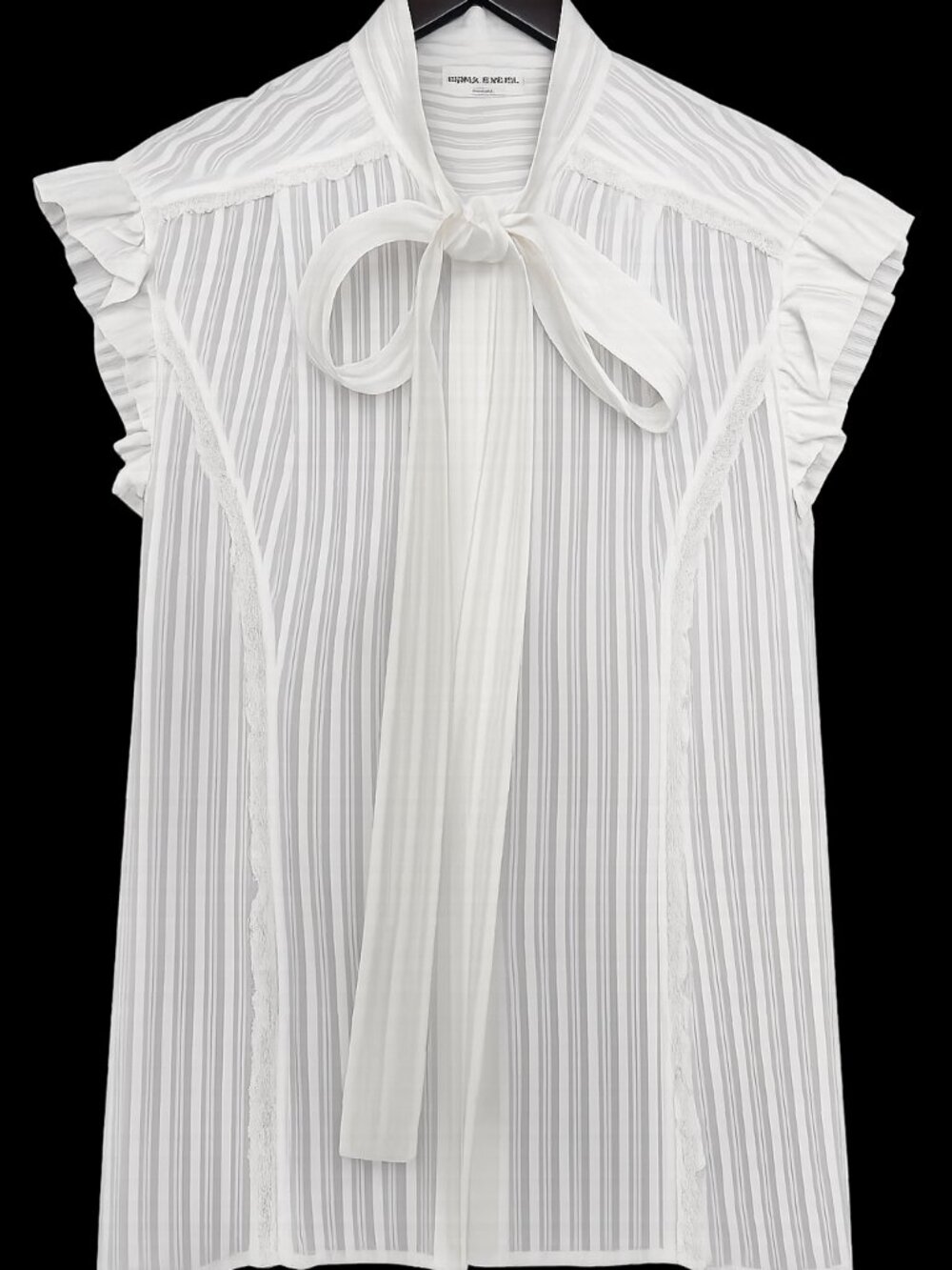 Sonia Rykiel Paris White Bow Tie Flutter Sleeve Blouse – Size 40 - Picture 1 of 6